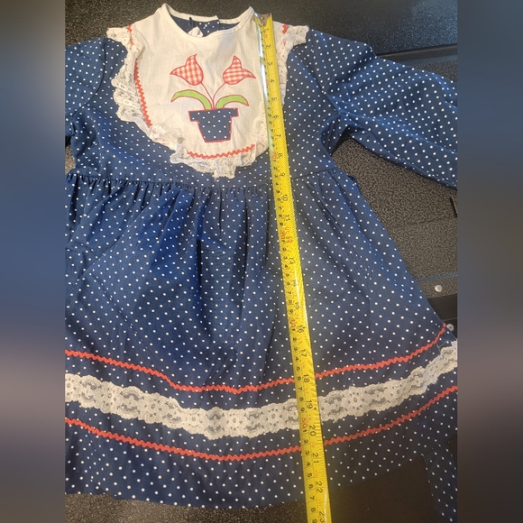 Vintage Carol Evans Jcpenney Blue/White Flower Cottage Lace Accent SZ 6X Dress - Picture 10 of 15